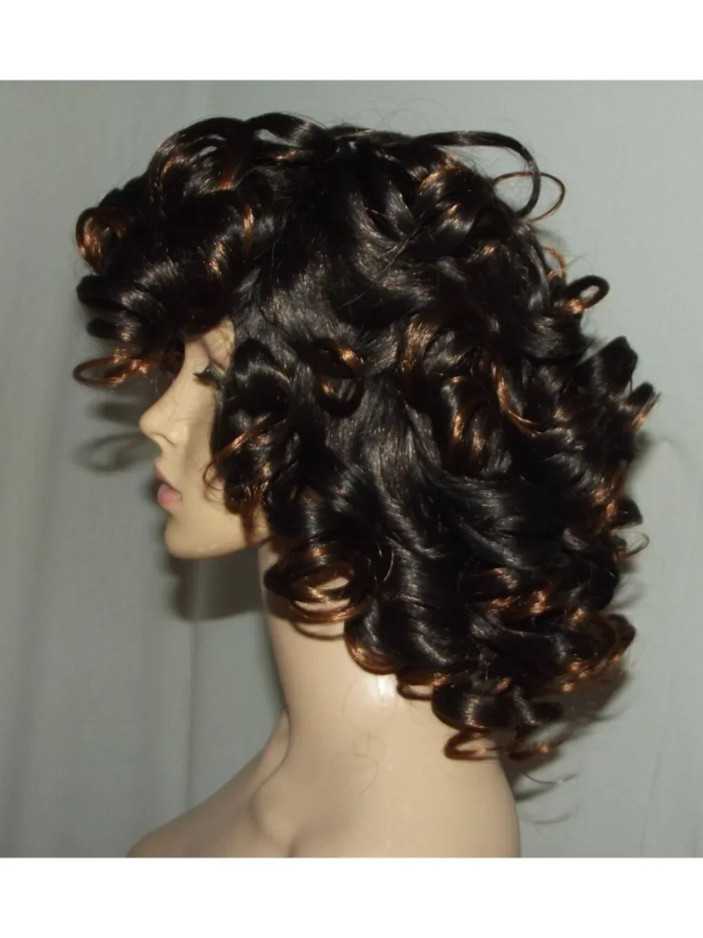 Keat Curly Wig Womens Afro Ombre Brown Natural Short Afro Loose Bangs Daily Wear